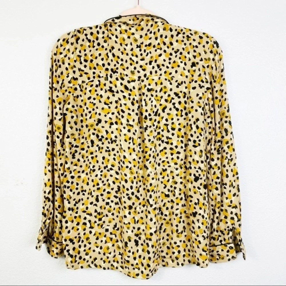 Zara Basic Collection Leopard Print Collared Blou… - image 7
